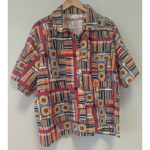 Handmade African Print Patchwork Button Up Shirt – Unique Artisan Piece